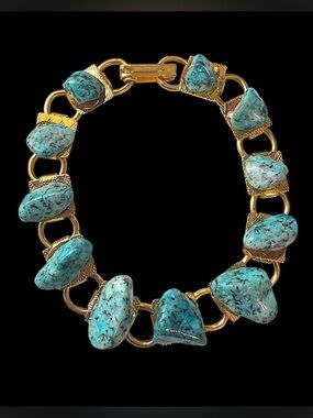 Blue Howlite Chain Linked Bracelet 7.25”